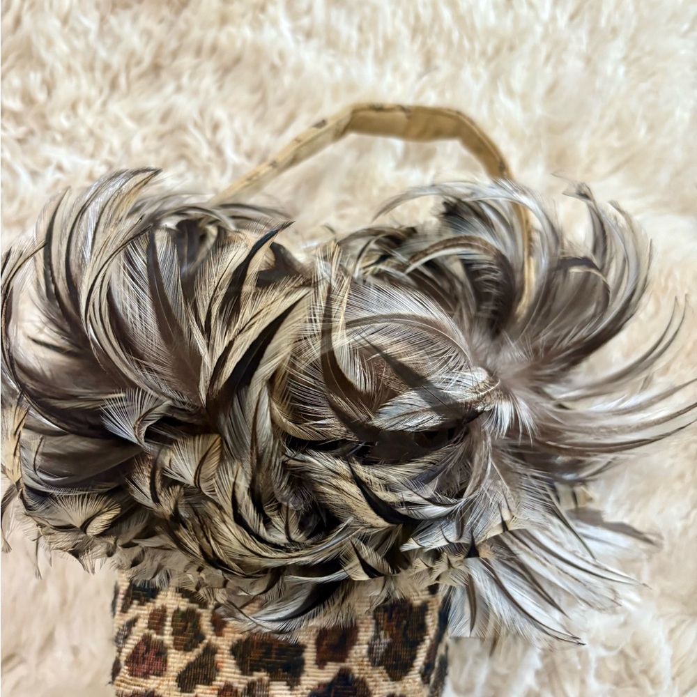 Leopard Print Feathered Handbag
